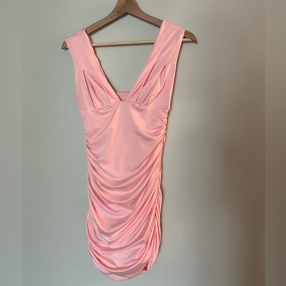 Pink Rouched Mini Dress - Picture 4 of 6